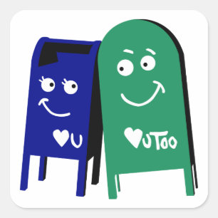 Adesivo Quadrado adoro caixas de correio: eu te amo