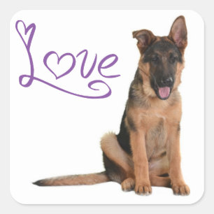 Adesivo Quadrado Adoro German shepherd Puppy Dog Stickers