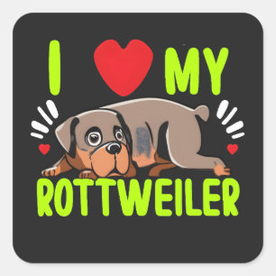 Adesivo Quadrado Adoro Minha Camiseta Rottweiler Design Art.pn Gráf