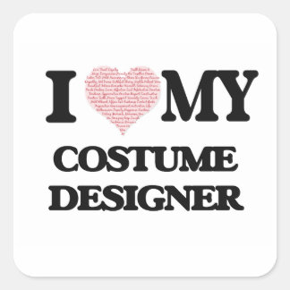 Adesivo Quadrado Adoro o meu Costume Designer (Coração Feita de Pal