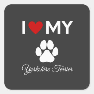 Adesivo Quadrado Adoro o texto personalizado do meu cão Yorkshire T
