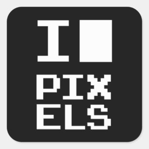 Adesivo Quadrado Adoro Pixels, design de geek, arte de pixel