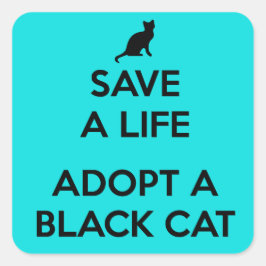 Adesivo Quadrado Adotar Um Gato Negro