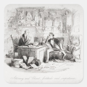 Adesivo Quadrado Advogado e cliente, fortaleza e impaciência