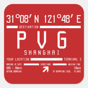 Adesivo Quadrado Aeroporto Internacional de Shanghai Pudong - PVG