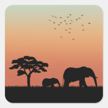 Afafricano Safari Sunset Elephant Silhouette