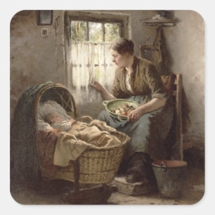 Adesivo Quadrado Afeição maternal (óleo em canvas)