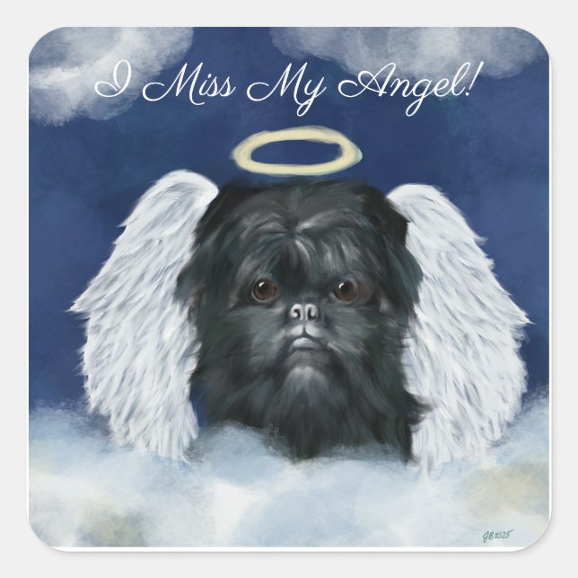 Adesivo Quadrado Affenpinscher Anjo   (Frente)