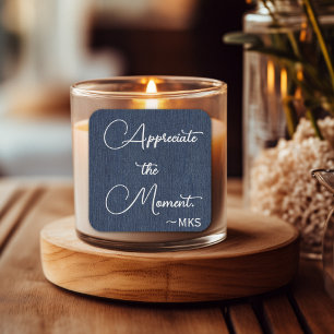 Adesivo Quadrado Afirmação positiva, monográfica e azul-colante