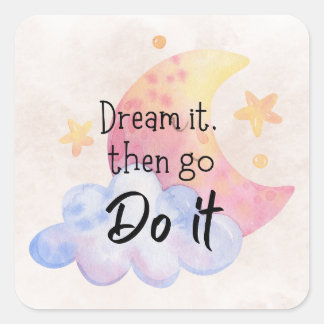 Adesivo Quadrado Afirmação Positiva | Vinheta encorajadora