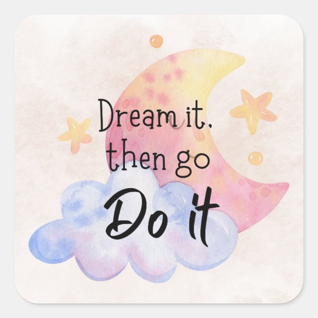 Adesivo Quadrado Afirmação Positiva | Vinheta encorajadora (Frente)