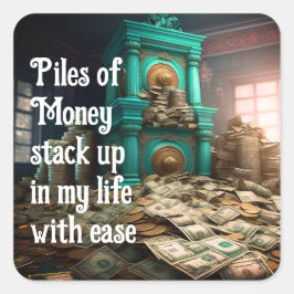 Adesivo Quadrado Afirmações de Abundamento da Prosperidade da Rique