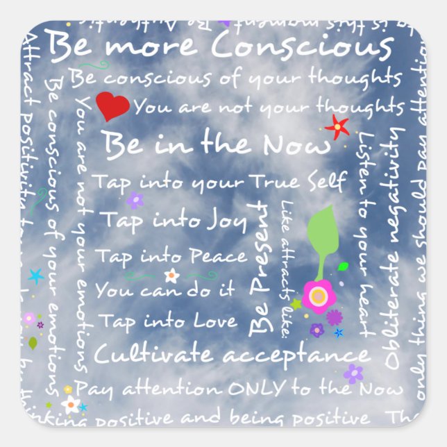 Adesivo Quadrado Afirmações positivas espirituais (Frente)