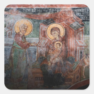 Adesivo Quadrado Afrescos da Igreja Sérvia do século XIV, 2