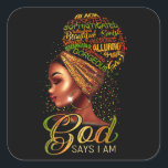 Adesivo Quadrado African American Girl God Says I Am Black Pride<br><div class="desc">African American Girl God Says I Am Black Pride</div>