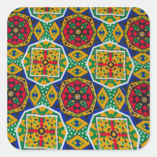 Adesivo Quadrado African Geometric Mosaic Ankole Style Textile Prin
