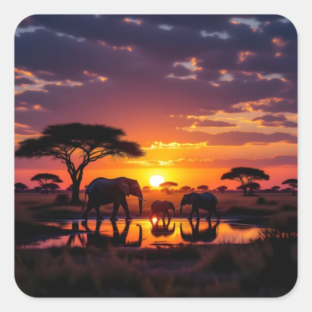 Adesivo Quadrado African Sunset Majesty Leggings Tights (Frente)