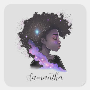 Adesivo Quadrado Afro-Mulher