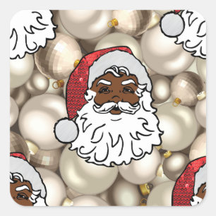 Adesivo Quadrado afro santa claus