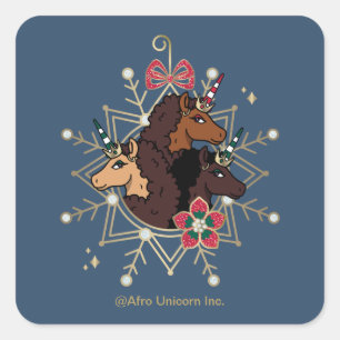 Adesivo Quadrado Afro Unicorn Festivo Foliday Magical