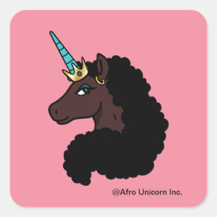 Adesivo Quadrado Afro Unicorn Magia