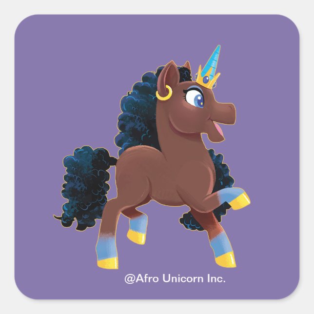 Adesivo Quadrado Afro Unicorn | Magical Prancing (Frente)