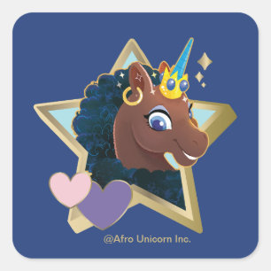 Adesivo Quadrado Afro Unicorn Magical Star