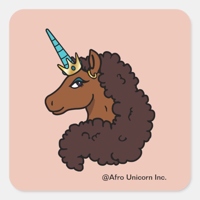 Adesivo Quadrado Afro Unicorn | Único (Frente)
