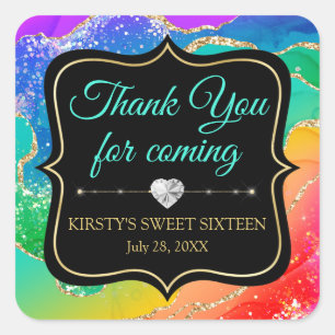 Adesivo Quadrado Agato de Tinta Álcool Glamoroso Arco-Íris Doce 16