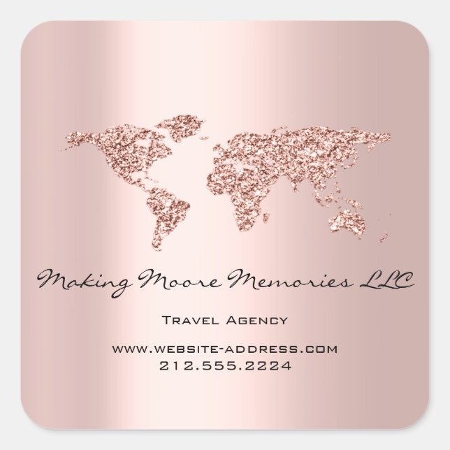 Adesivo Quadrado Agência de Viagens Blogueira Terra Globo Rosa Bril (Frente)