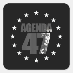 Adesivo Quadrado Agenda 47 Campanha Patriótica de Reeleição de Trum