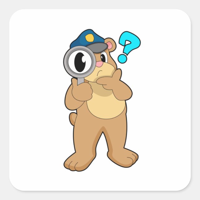 Adesivo Quadrado Agente da Polícia de Urso Ampliação (Frente)