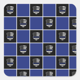 Adesivo Quadrado Agente Policial de Chic - Padrão de Crachá de Linh