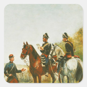 Adesivo Quadrado Agentes da polícia em uma excursão da inspeção