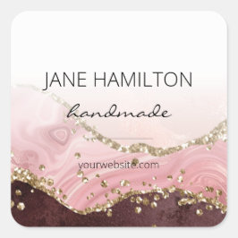 Adesivo Quadrado Agitação Luminosa Dourada Cor-de-Rosa-Blush Chic