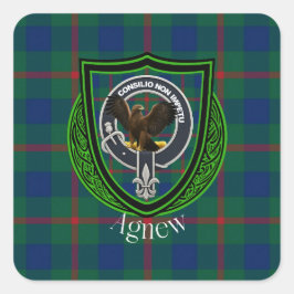Adesivo Quadrado Agnew Scottish Clan Tartan & Crest
