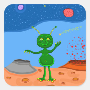 Adesivo Quadrado Agradavelmente a alienígena bonito