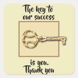 Adesivo Quadrado Agradeça aos clientes de negócios a chave do nosso