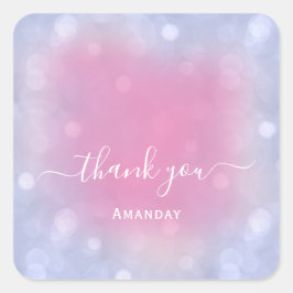 Adesivo Quadrado Agradecer Nome Azul Pastel Bridal Doze Anos