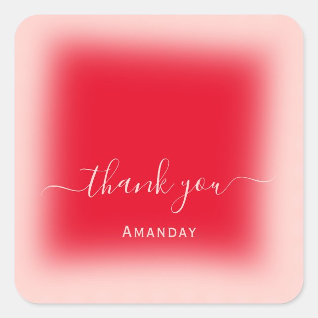 Adesivo Quadrado Agradecer Nome Rubor Vermelho Rosa Noiva Sweet16 (Frente)