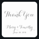 Adesivo Quadrado Agradecimento casamento<br><div class="desc">obrigado na moda,  seu adesivo! Trouxe-vos os designers da FOMA design</div>