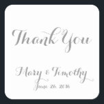 Adesivo Quadrado Agradecimento casamento<br><div class="desc">obrigado na moda,  seu adesivo! Trouxe-vos os designers da FOMA design</div>