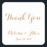 Adesivo Quadrado Agradecimento casamento<br><div class="desc">obrigado na moda,  seu adesivo! Trouxe-vos os designers da FOMA design</div>