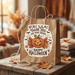 Adesivo Quadrado Agradecimento de Halloween Personalizado para Pequ
