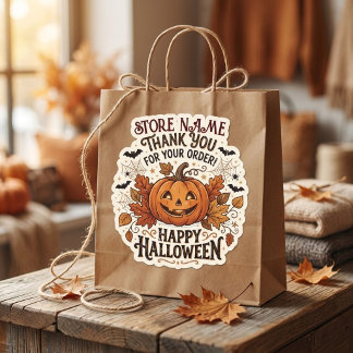 Adesivo Quadrado Agradecimento de Halloween Personalizado para Pequ
