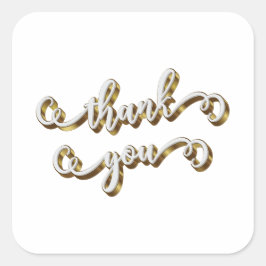 Adesivo Quadrado Agradecimento Tipografia Ouro Moderno