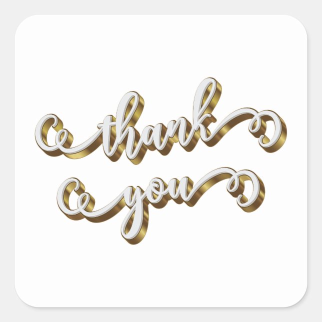Adesivo Quadrado Agradecimento Tipografia Ouro Moderno  (Frente)