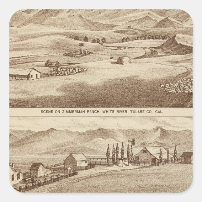 Adesivo Quadrado Água branca, ranchos de Saucelito (Frente)