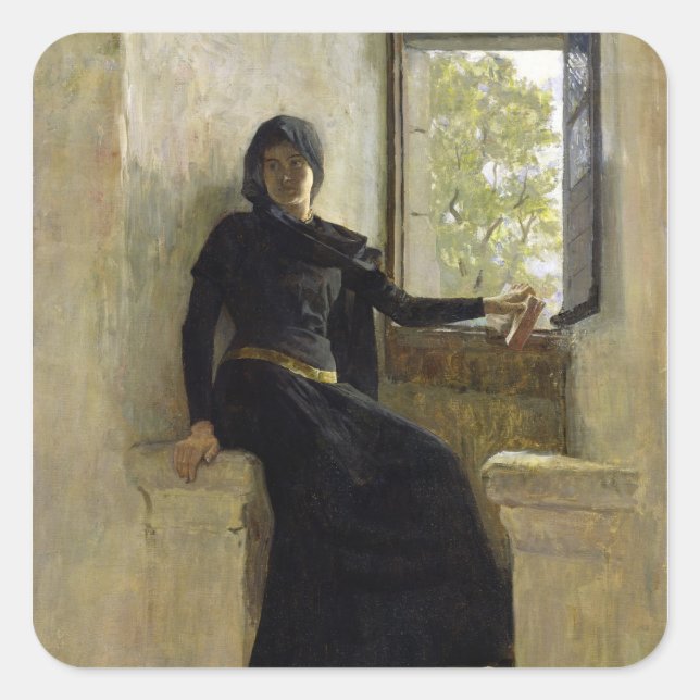 Adesivo Quadrado Aguardando antes de 1905 (Frente)