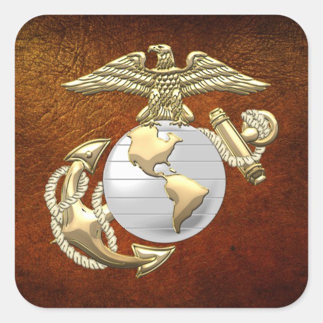 Adesivo Quadrado Águia, globo e âncora USMC (EGA) [3D] (Frente)